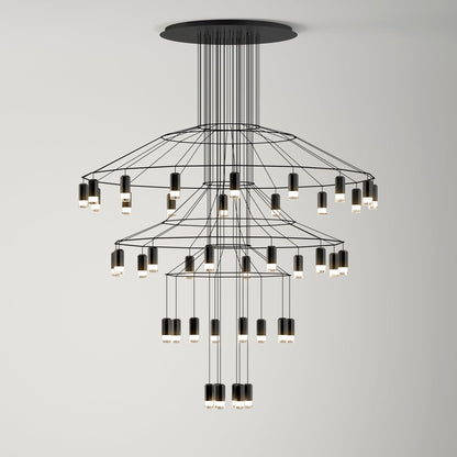 Lines Chandelier 46heads ? 59.1″ x H 78.7″ / Dia 150cm x H 200cm / Black Chandelier