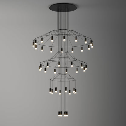 Lines Chandelier 46heads ? 59.1″ x H 110.2″ / Dia 150cm x H 280cm / Black Chandelier