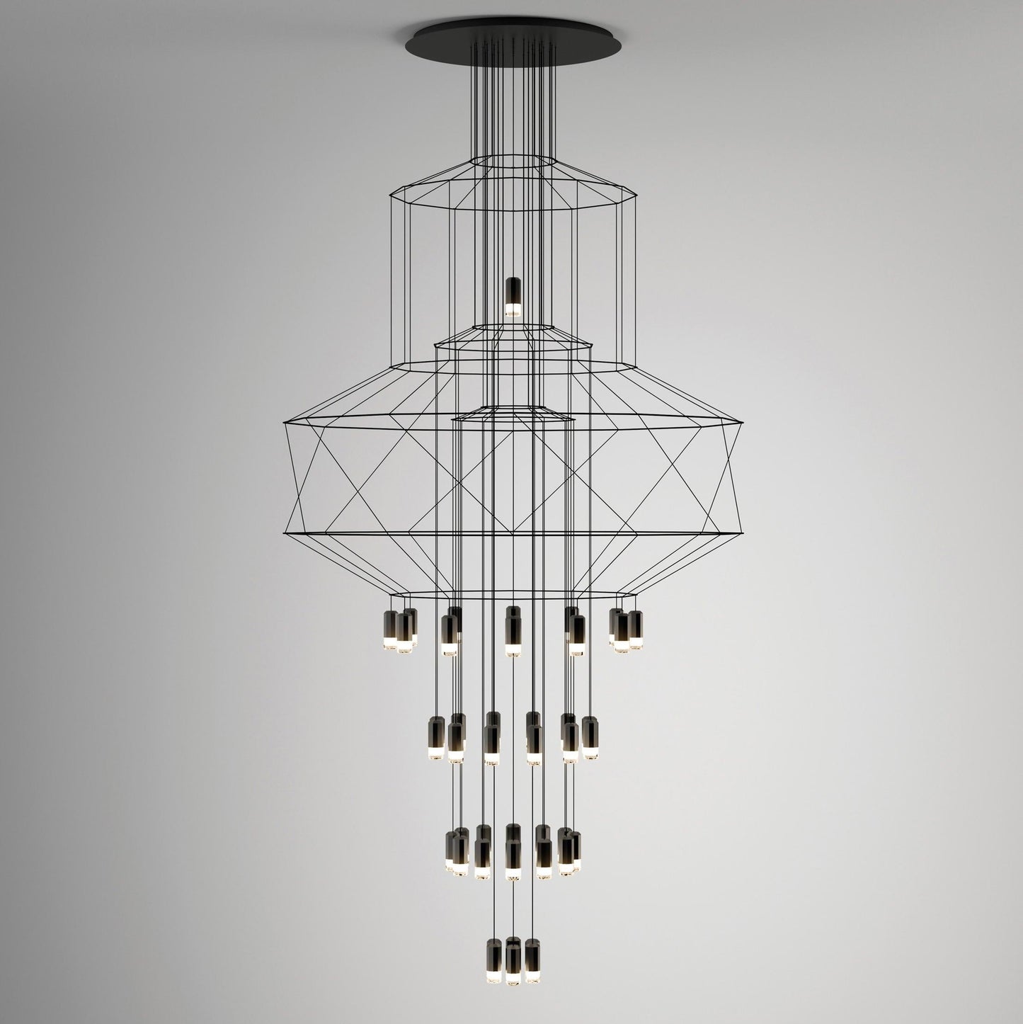 Lines Chandelier 43heads ? 35.4″ x H 118″ / Dia 90cm x H 300cm / Black Chandelier