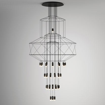 Lines Chandelier 43heads ? 35.4″ x H 118″ / Dia 90cm x H 300cm / Black Chandelier