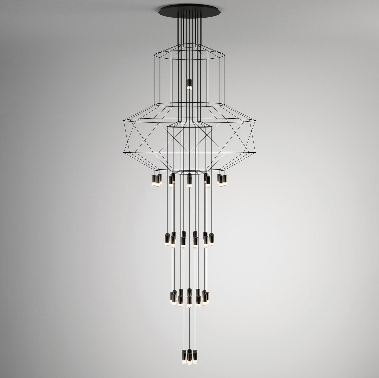 Lines Chandelier 43heads ? 35.4″ x H 157.5″ / Dia 90cm x H 400cm / Black Chandelier