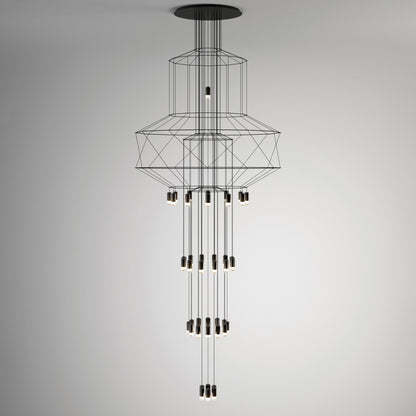 Lines Chandelier 43heads ? 35.4″ x H 157.5″ / Dia 90cm x H 400cm / Black Chandelier