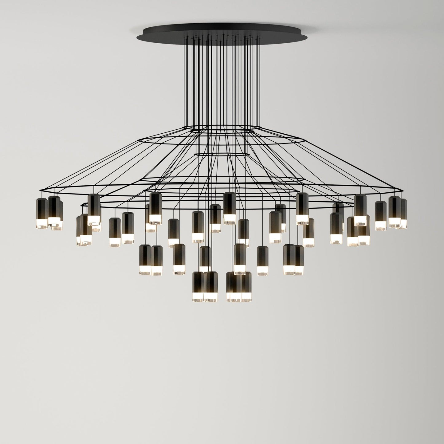 Lines Chandelier 46heads ? 35.4″ x H 43.3″ / Dia 90cm x H 110cm / Black Chandelier