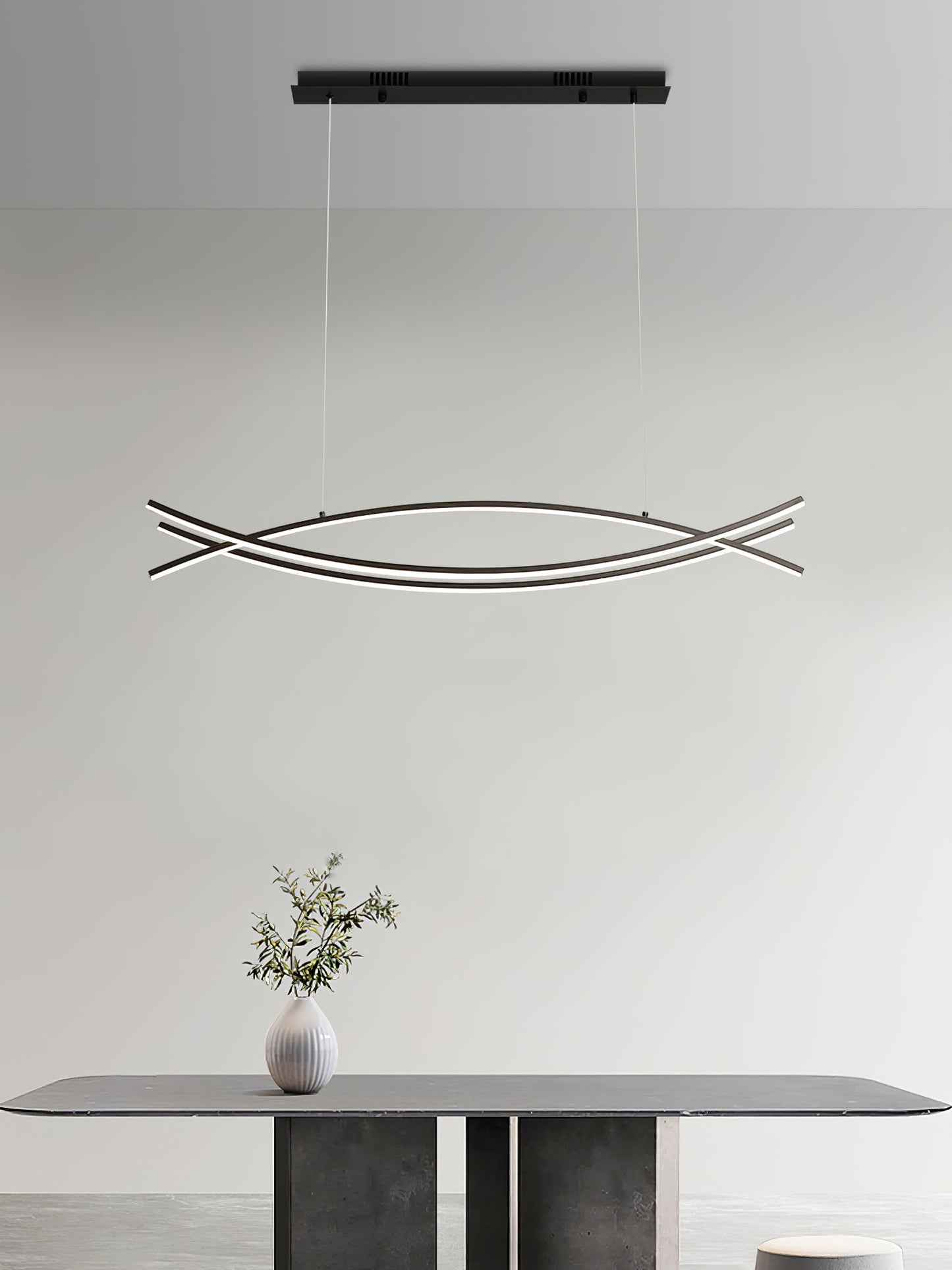 Wishbone LED Chandelier L 47.2″ x H 59″ / L 120cm x H 150cm / Black / Three-Color Changing Light Pendant light