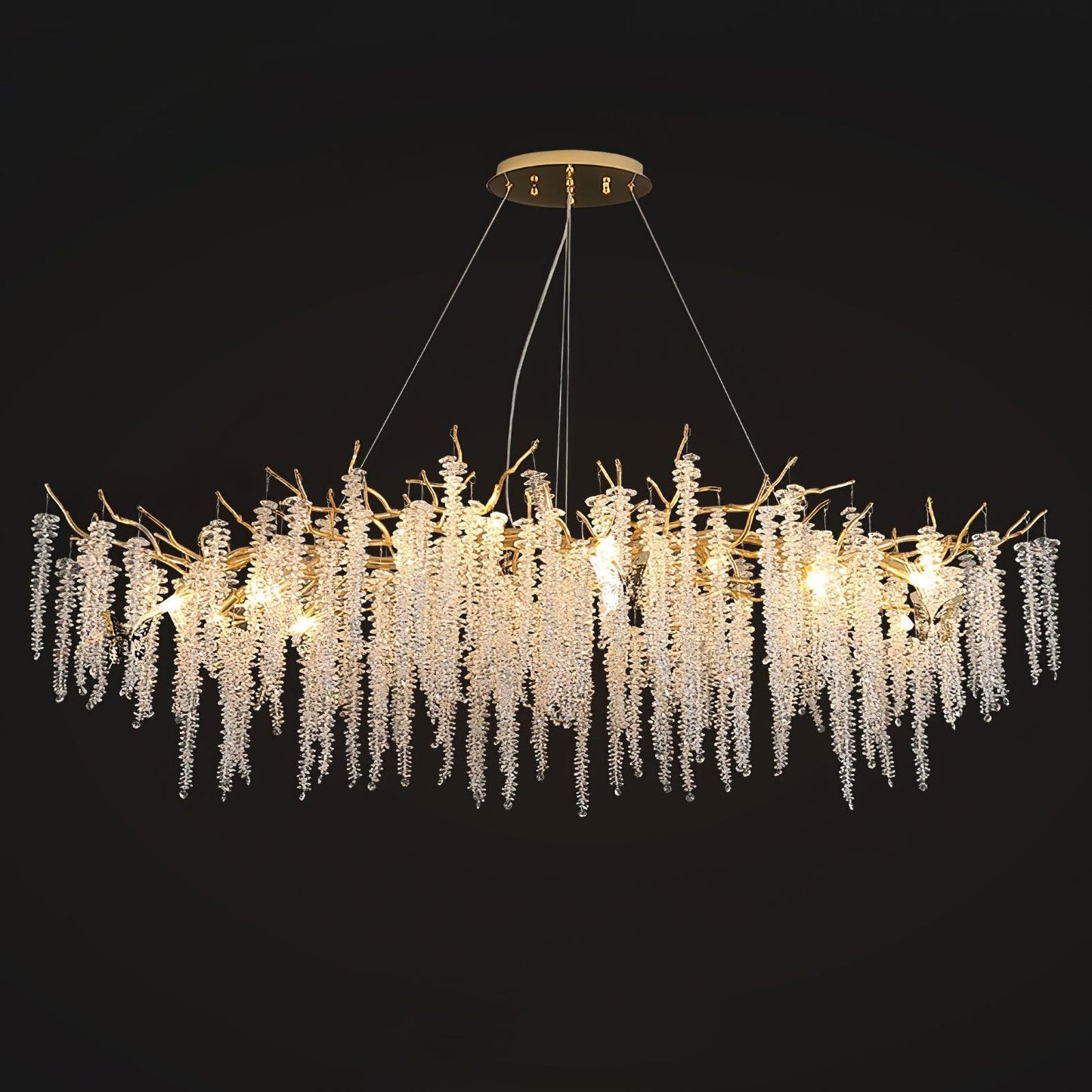 Wisteria Flower Crystal Chandelier L 47.2″ x W 17.7″ x H 19.7″ / Dia 120cm x W 45cm x H 50cm / Gold & Clear crystal