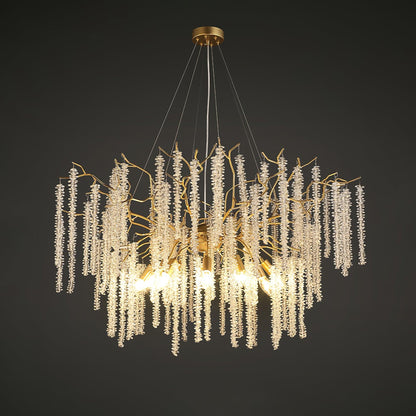 Wisteria Flower Crystal Chandelier Dia 31.5″ x H 19.7″ / Dia 80cm x H 50cm / Gold & Clear crystal Chandelier