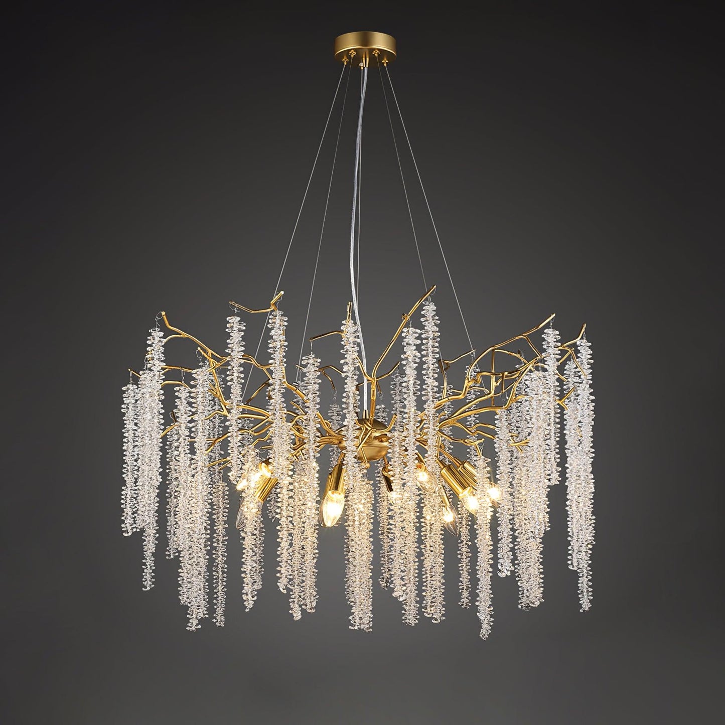Wisteria Flower Crystal Chandelier Dia 23.6″ x H 17.7″ / Dia 60cm x H 45cm / Gold & Clear crystal Chandelier