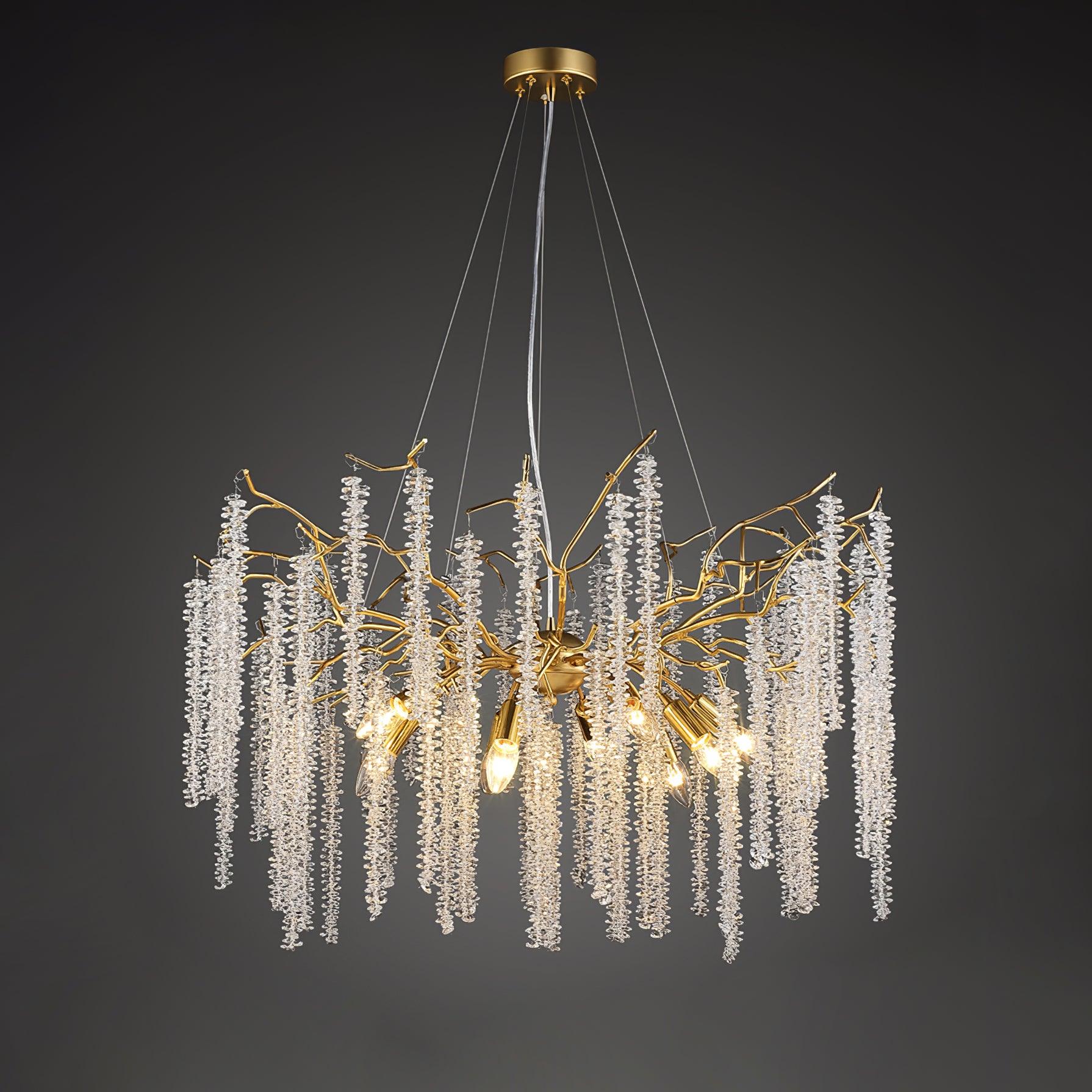 Wisteria Flower Crystal Chandelier Dia 23.6″ x H 17.7″ / Dia 60cm x H 45cm / Gold & Clear crystal Chandelier