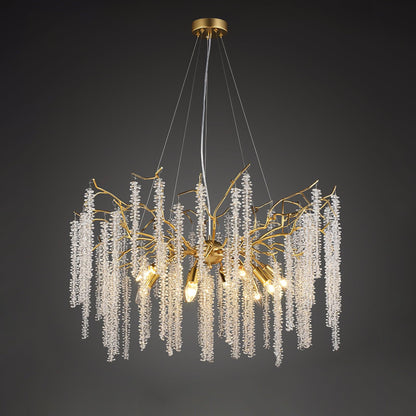 Wisteria Flower Crystal Chandelier Dia 23.6″ x H 17.7″ / Dia 60cm x H 45cm / Gold & Clear crystal Chandelier