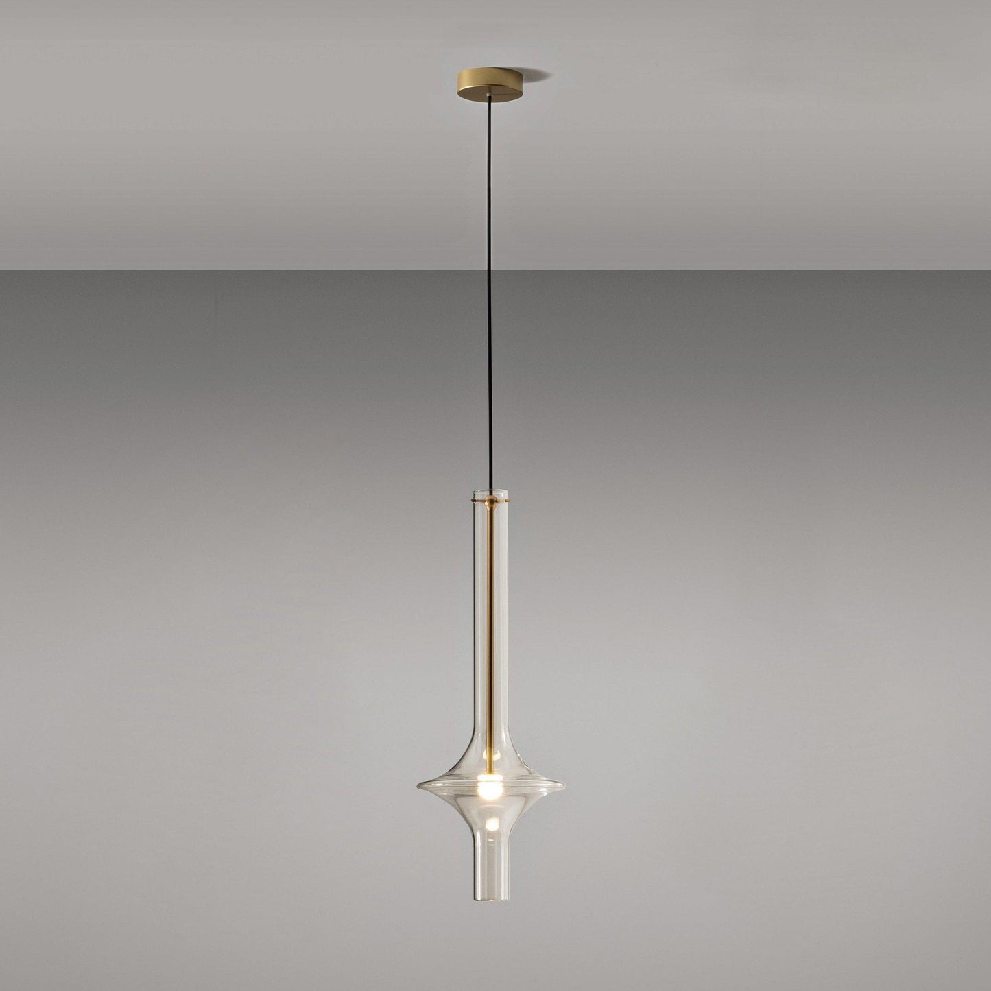Wonder Suspension Lamp Dia 6.3″ x H 18.1″ / Dia 16cm x H 46cm / Gold / Clear Pendant light