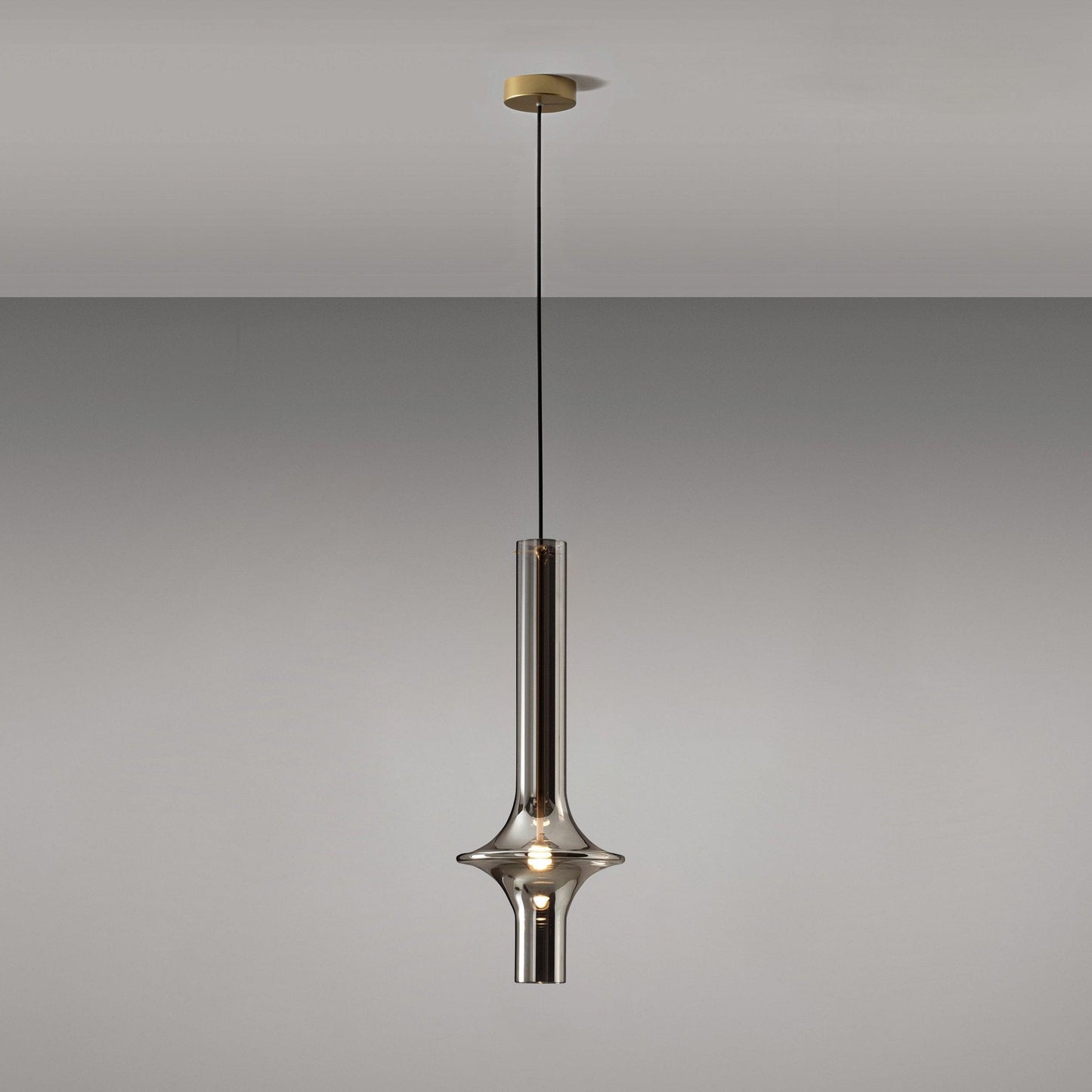 Wonder Suspension Lamp Dia 6.3″ x H 18.1″ / Dia 16cm x H 46cm / Gold / Smoky gray Pendant light