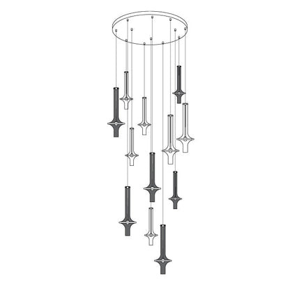 Wonder Suspension Lamp 12 heads Dia 35.4″ x H 78.7″ / Dia 90cm x H 200cm / Gold / Clear Pendant light