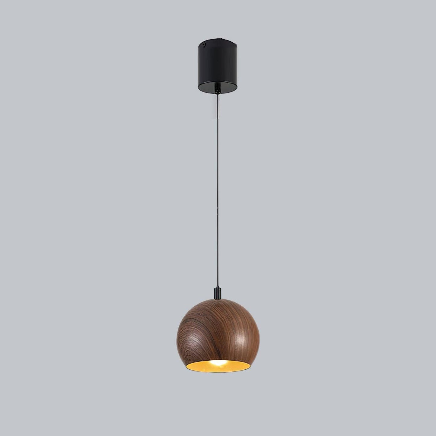Timeless Grain Pendant Lamp Model A Dia 7.1″ x H 5.5″ / Dia 18cm x H 14cm / Walnut Grain Hydrographics / Warm Light 1001