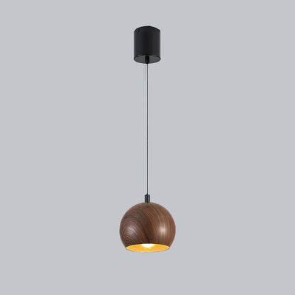 Timeless Grain Pendant Lamp Model A Dia 7.1″ x H 5.5″ / Dia 18cm x H 14cm / Walnut Grain Hydrographics / Warm Light 1001