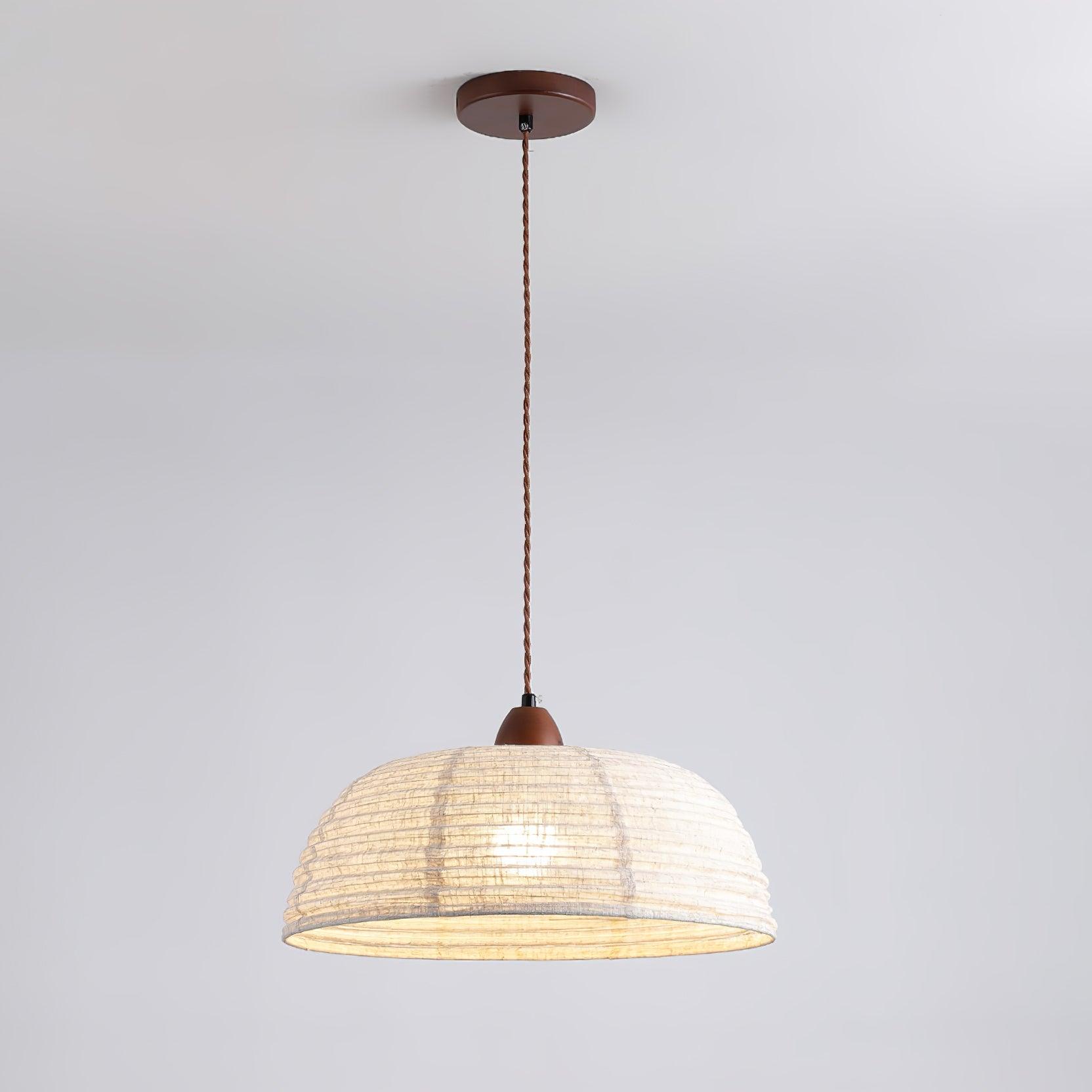 Fabric Series Pendant Lamp Model A Dia 40cm x H 18cm / Dia 15.7″ x H 7″ / Walnut wood color & White Pendant light