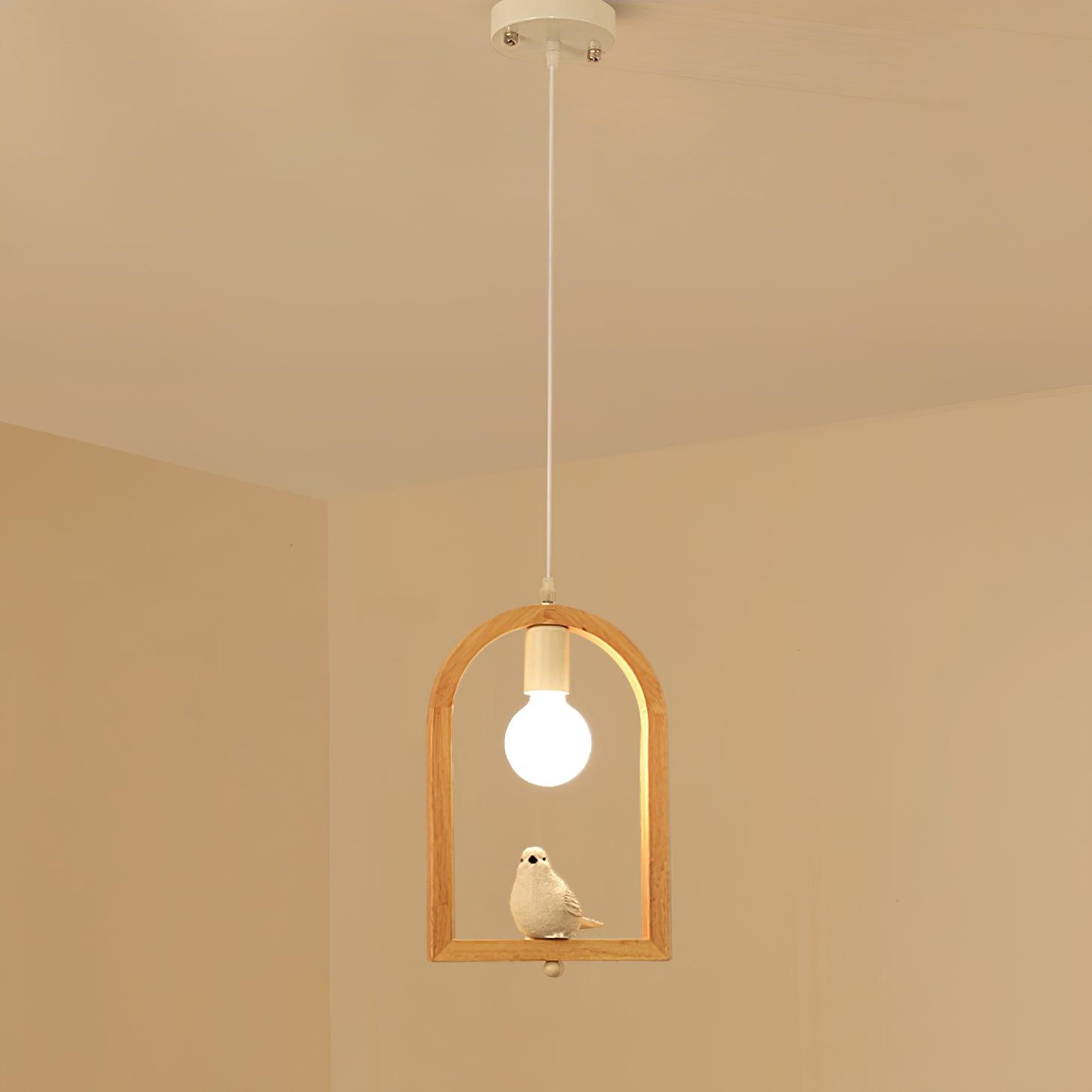 Wood Bird Resin Pendant Light Model A Dia 9.1″ x H 13.2″ / Dia 23cm x H 33.5cm / Wooden Pendant light