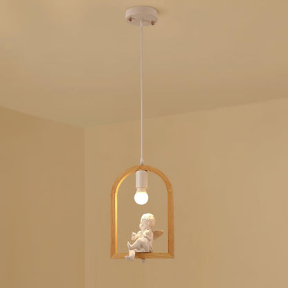 Wood Bird Resin Pendant Light Model B Dia 9.1″ x H 13.2″ / Dia 23cm x H 33.5cm / Wooden Pendant light