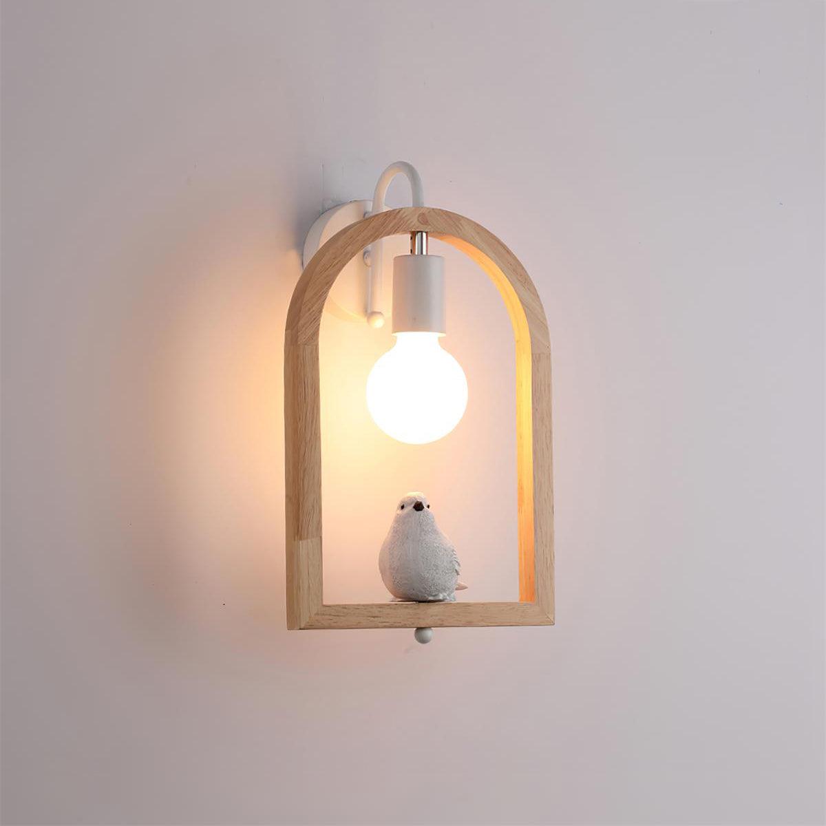 Wood Bird Resin Wall Light Model A ? 9.1″ x H 13.2″ / Dia 23cm x H 33.5cm / Wooden Wall lamp