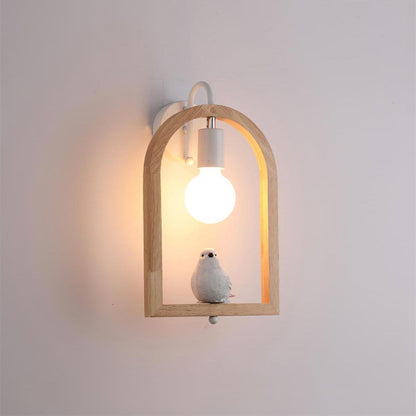 Wood Bird Resin Wall Light Model A ? 9.1″ x H 13.2″ / Dia 23cm x H 33.5cm / Wooden Wall lamp