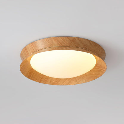 Double Half Round Ceiling Light ? 19.7″ x H 3.1″ / Dia 50cm x H 8cm / Nature wood grain / Warm Light Ceiling lamp
