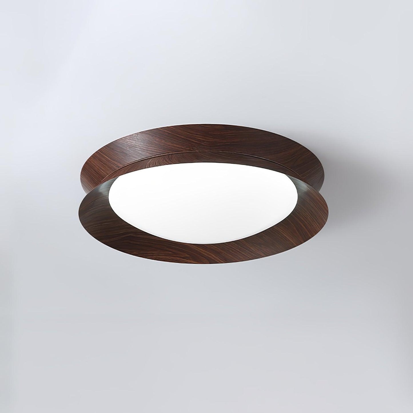 Double Half Round Ceiling Light ? 15.7″ x H 3.1″ / Dia 40cm x H 8cm / Walnut wood grain / Cool Light Ceiling lamp