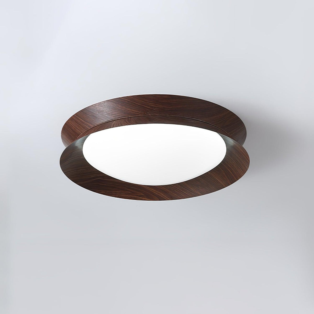 Double Half Round Ceiling Light Dia 15.7″ x H 3.1″ / Dia 40cm x H 8cm / Walnut wood grain / Cool Light Ceiling lamp