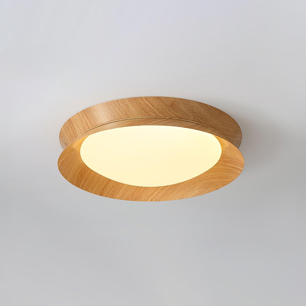 Double Half Round Ceiling Light Dia 15.7″ x H 3.1″ / Dia 40cm x H 8cm / Nature wood grain / Warm Light Ceiling lamp