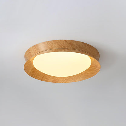 Double Half Round Ceiling Light Dia 15.7″ x H 3.1″ / Dia 40cm x H 8cm / Nature wood grain / Warm Light Ceiling lamp