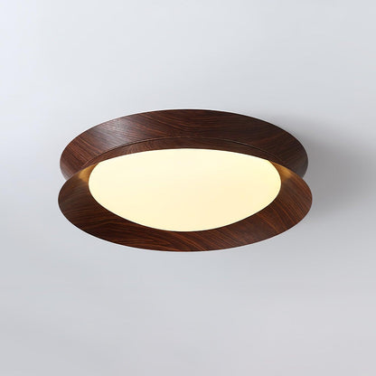 Double Half Round Ceiling Light ? 19.7″ x H 3.1″ / Dia 50cm x H 8cm / Walnut wood grain / Warm Light Ceiling lamp