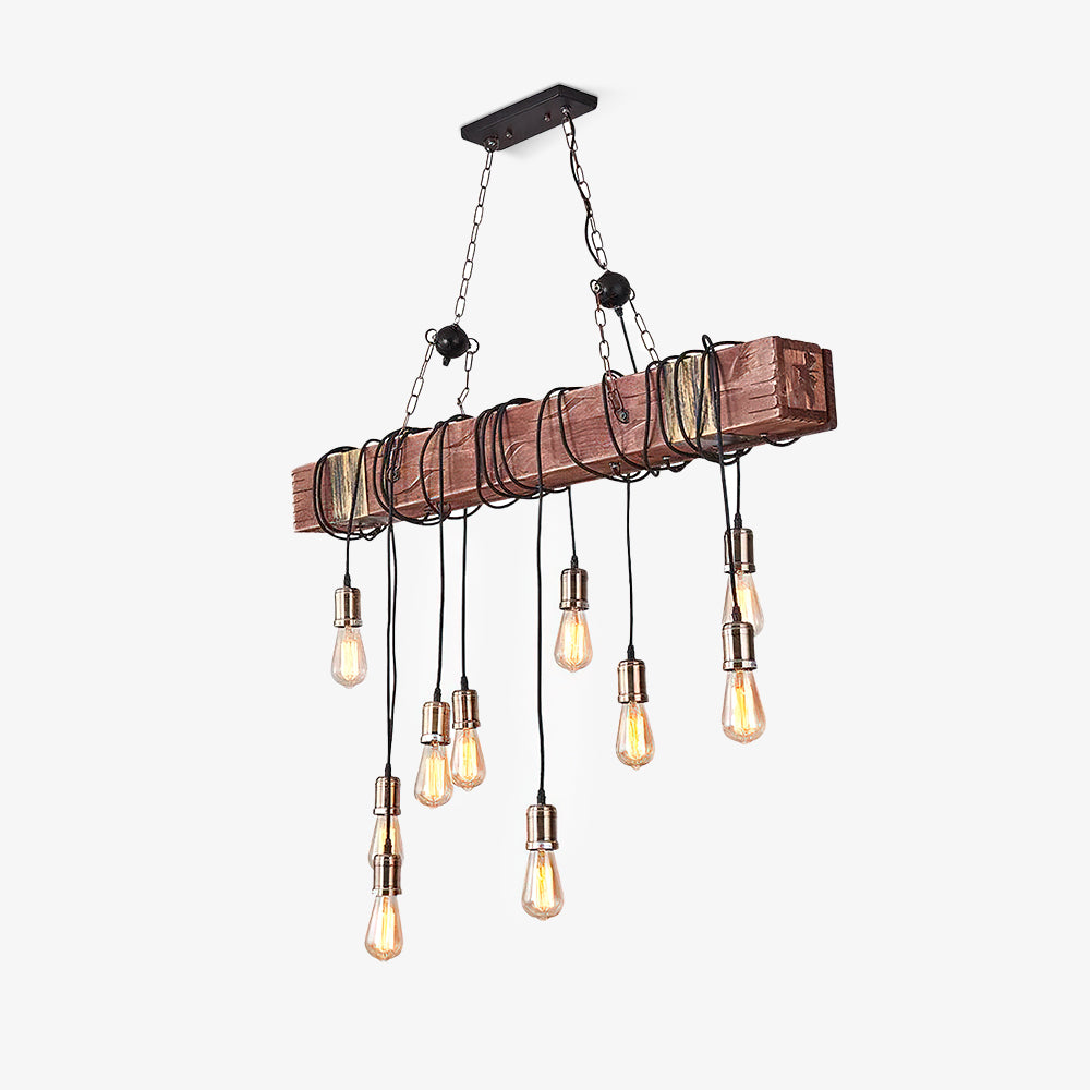 Wood Hanging Multi Chandelier L 47.2″ x H 39.4″ / L 120cm x H 100cm / Dark Wood＆Black Chandelier