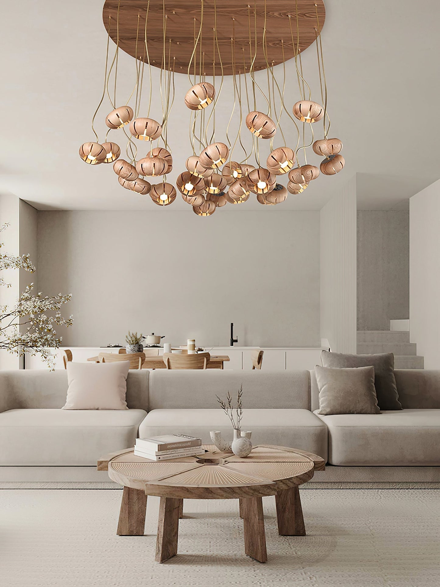Wood Pumpkin Cluster Chandelier Chandelier