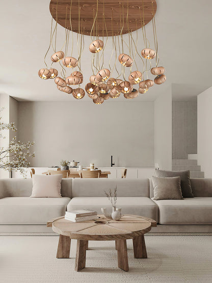 Wood Pumpkin Cluster Chandelier Chandelier