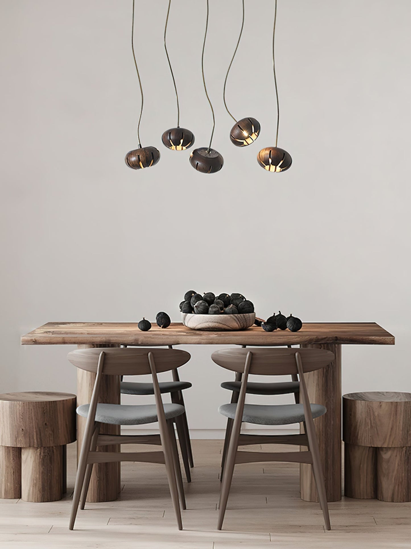 Wood Pumpkin Cluster Chandelier Chandelier