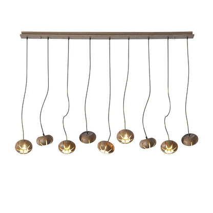 Wood Pumpkin Cluster Chandelier 9 heads L 43.3″ x W 5.1″ x H 37.4″ / Wood Color Chandelier