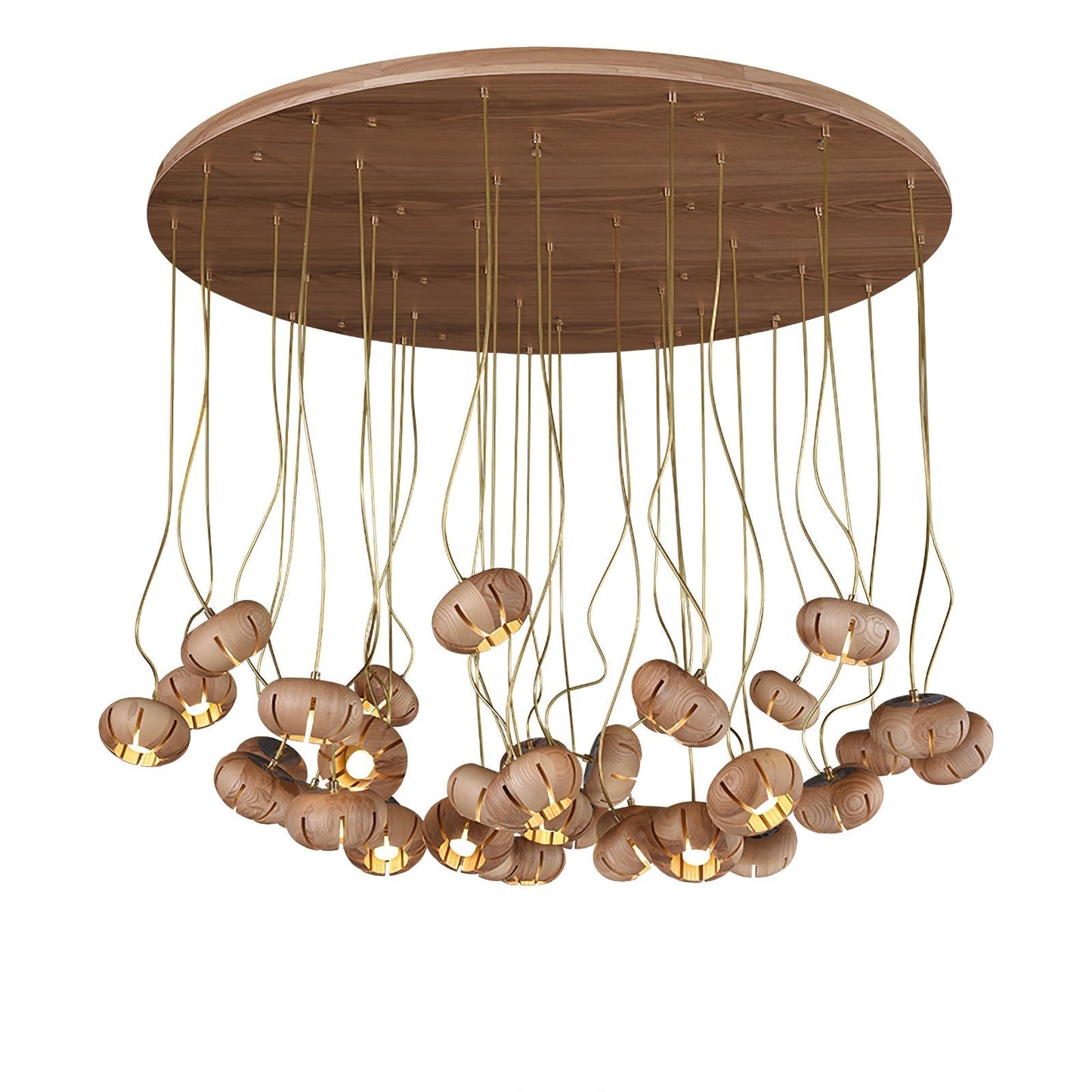Wood Pumpkin Cluster Chandelier 37 heads Dia 47.2″ x H 37.4″ / Wood Color Chandelier