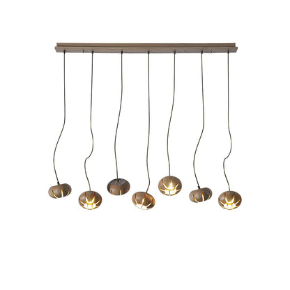 Wood Pumpkin Cluster Chandelier 7 heads L 35.4″ x W 5.1″ x H 37.4″ / Wood Color Chandelier
