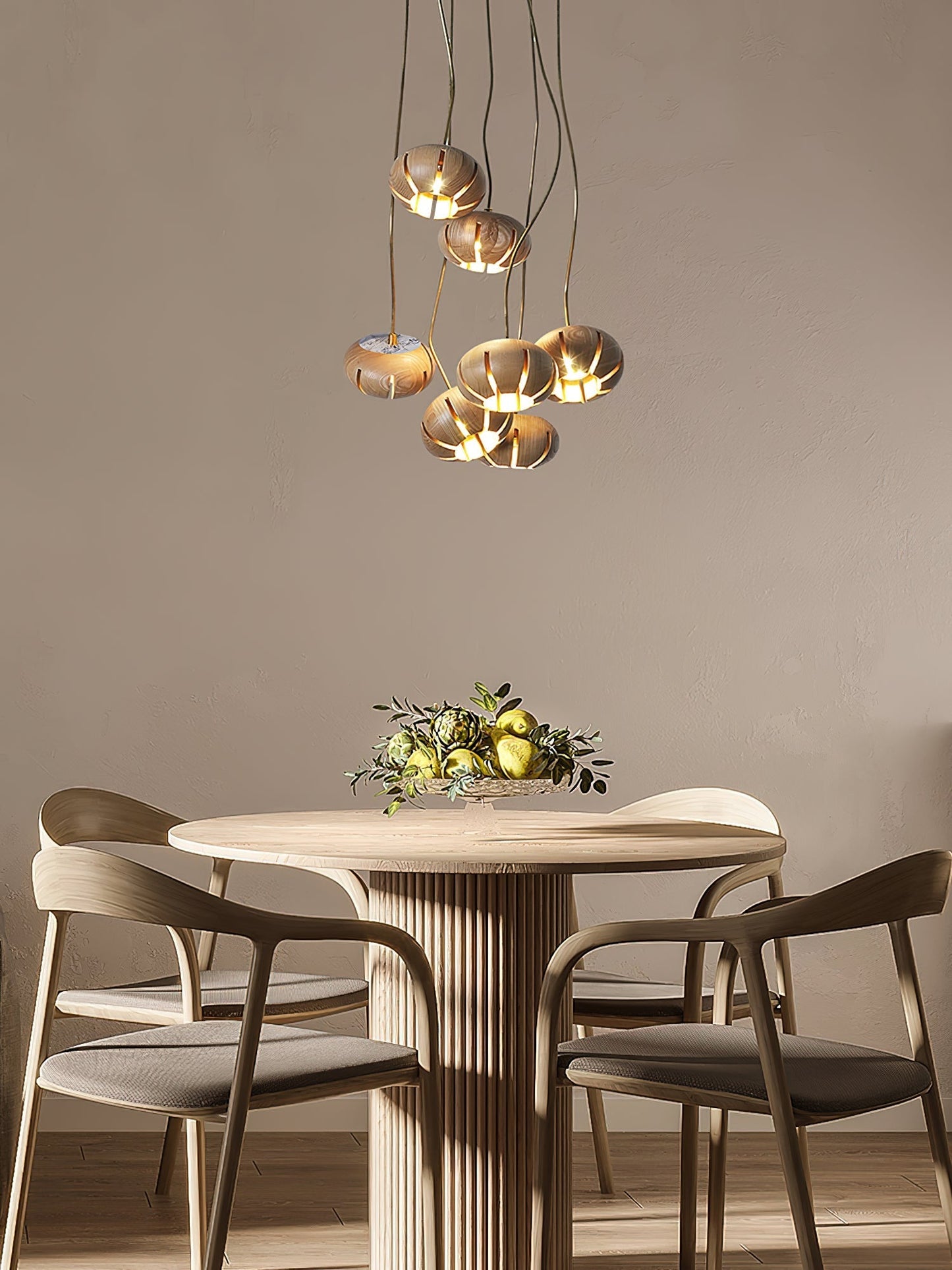 Wood Pumpkin Cluster Chandelier Chandelier