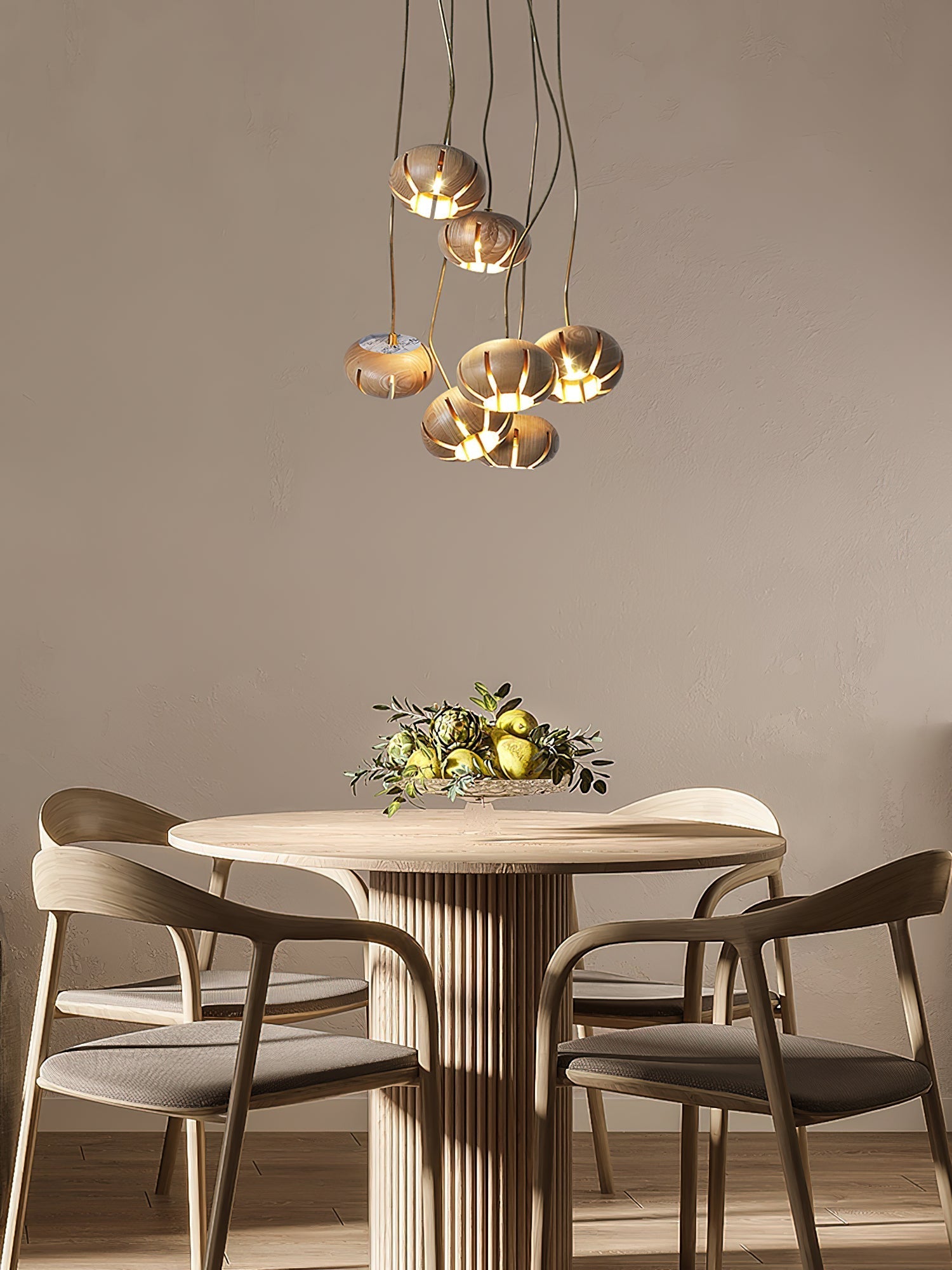 Wood Pumpkin Cluster Chandelier Chandelier