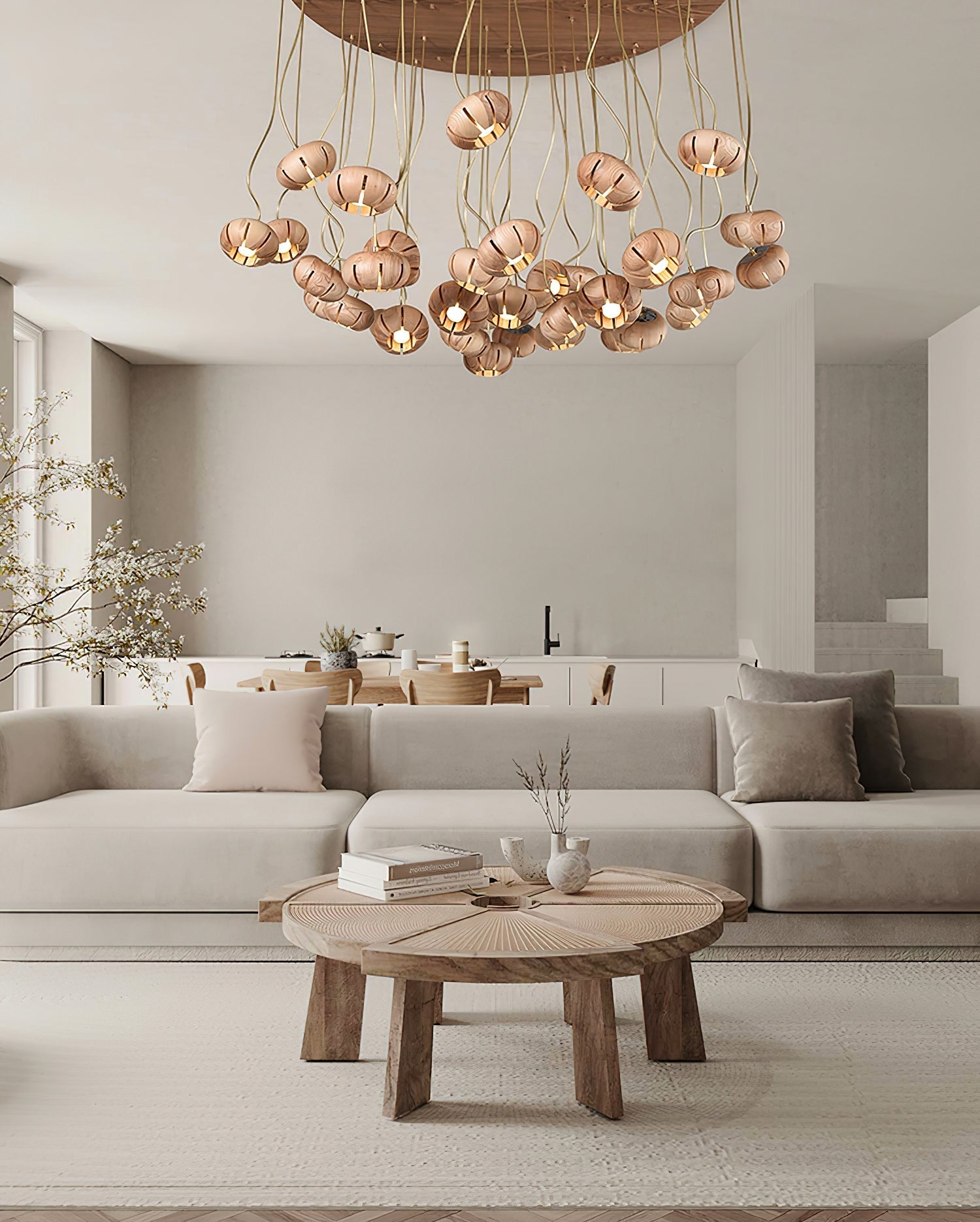 Wood Pumpkin Cluster Chandelier Chandelier