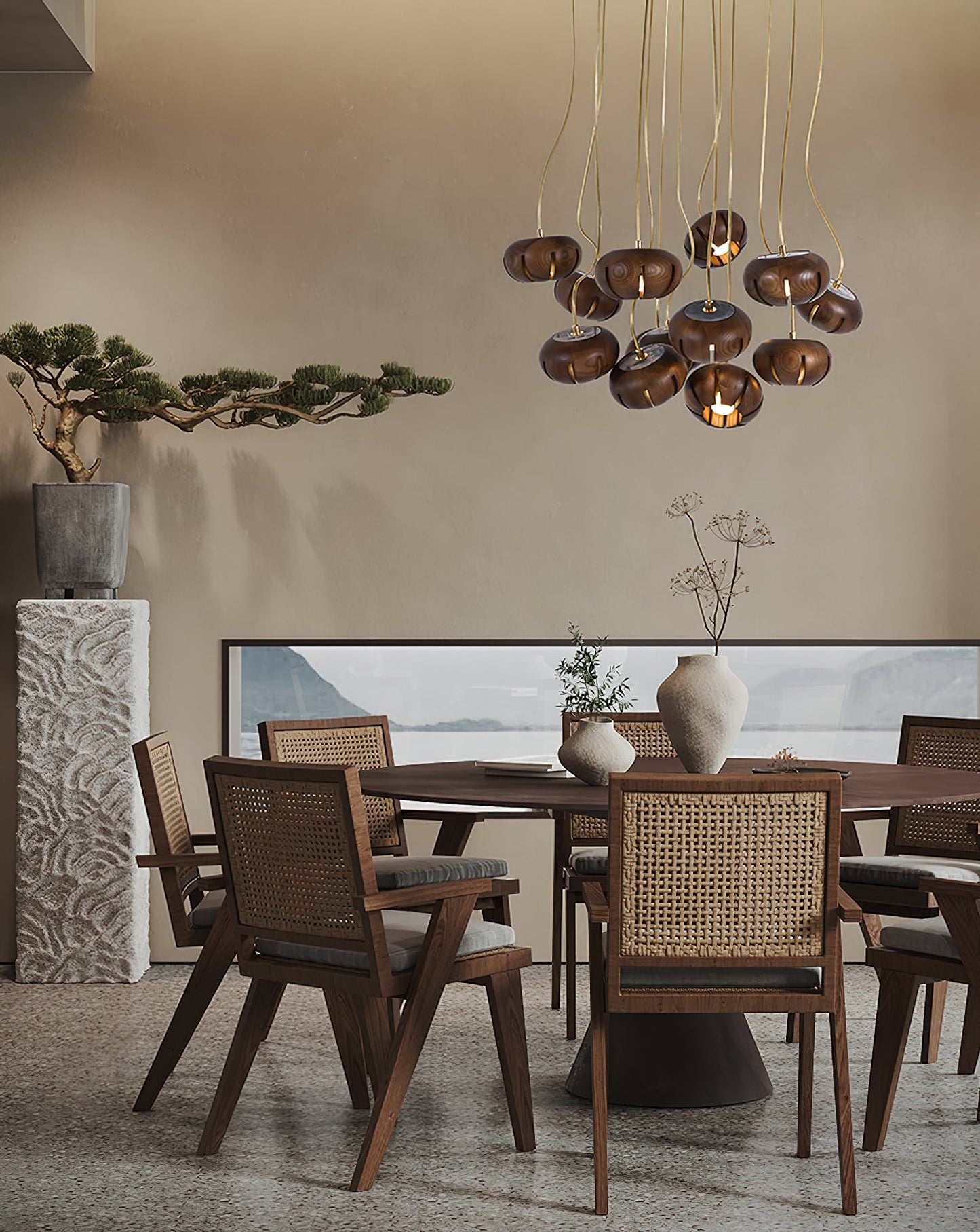 Wood Pumpkin Cluster Chandelier Chandelier