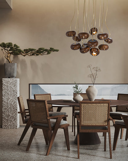 Wood Pumpkin Cluster Chandelier Chandelier
