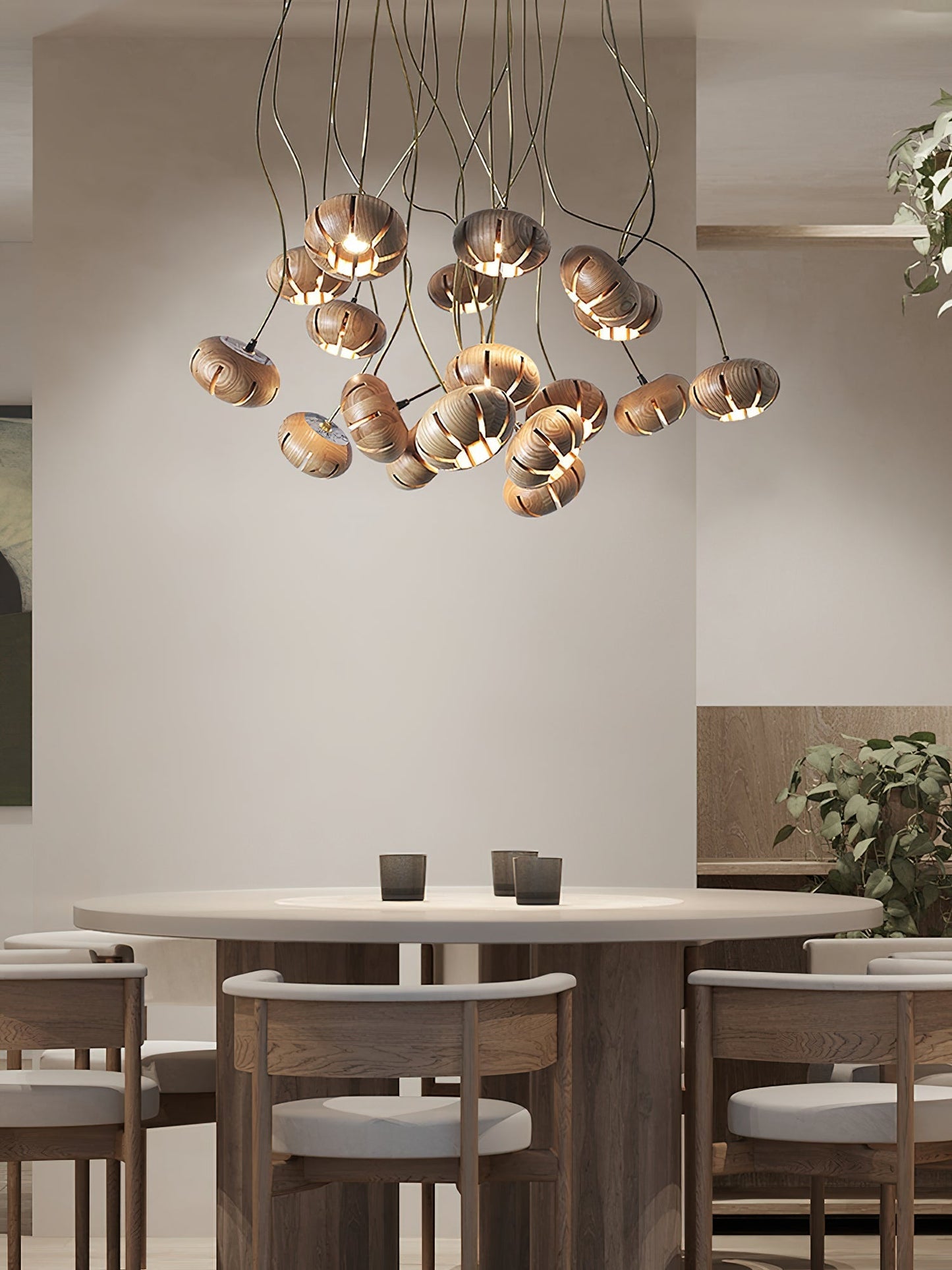 Wood Pumpkin Cluster Chandelier Chandelier