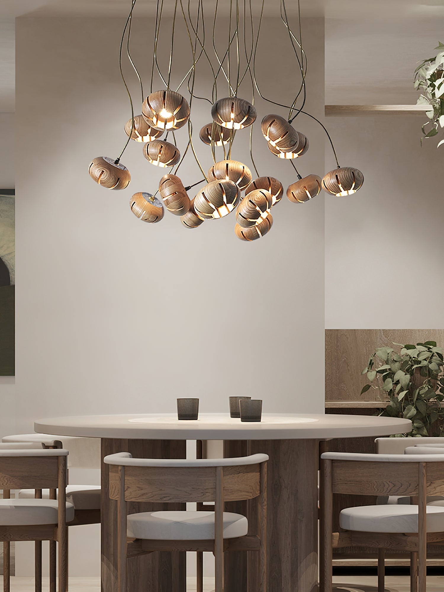 Wood Pumpkin Cluster Chandelier Chandelier