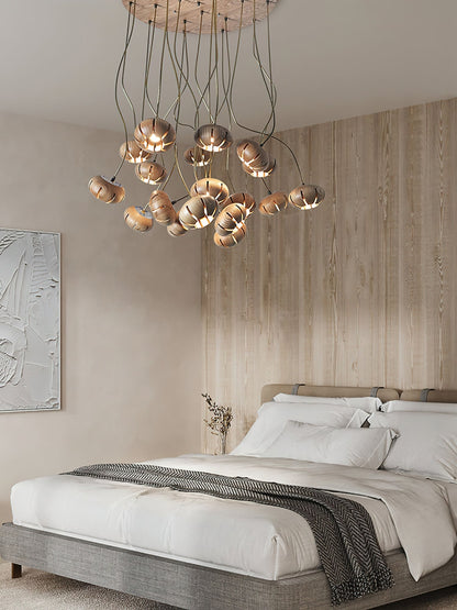 Wood Pumpkin Cluster Chandelier Chandelier