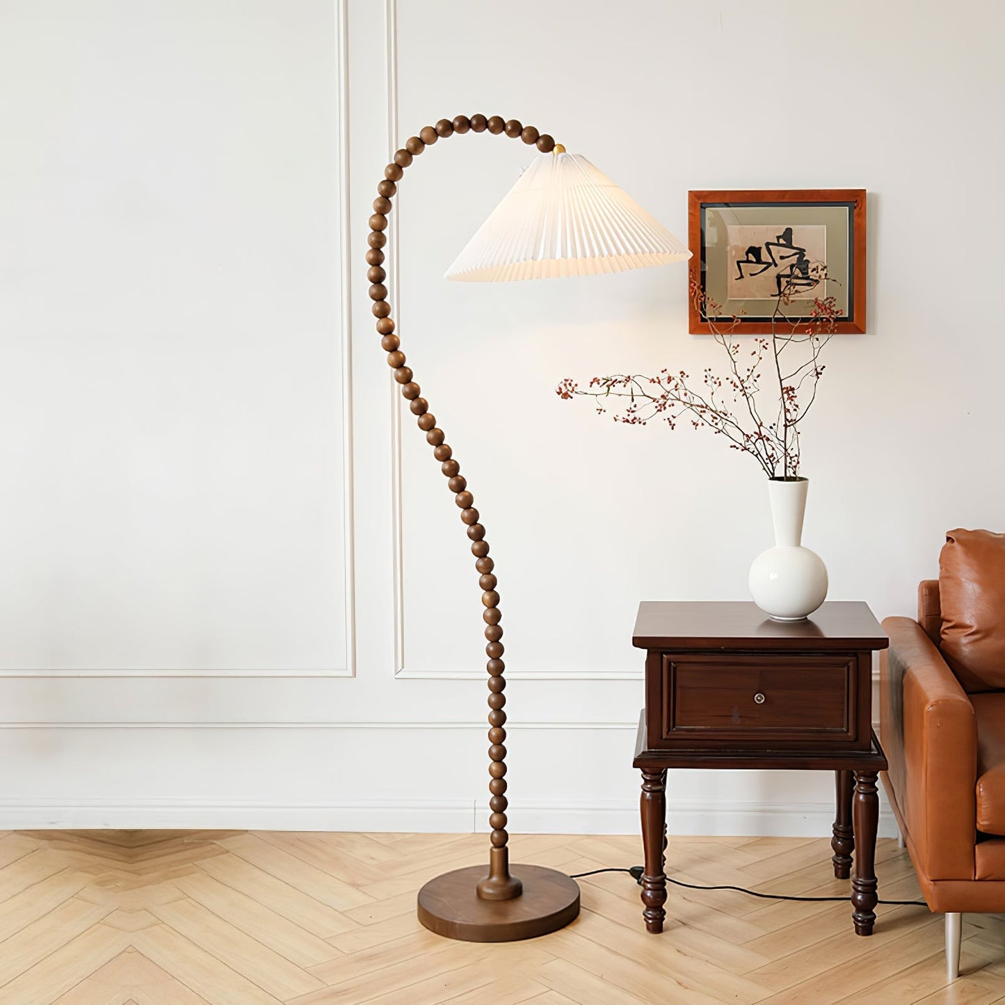 Wooden Bead Floor Lamp Model B Dia 21.7″ x H 66.9″ / Walnut Color / US Plug Floor lamp