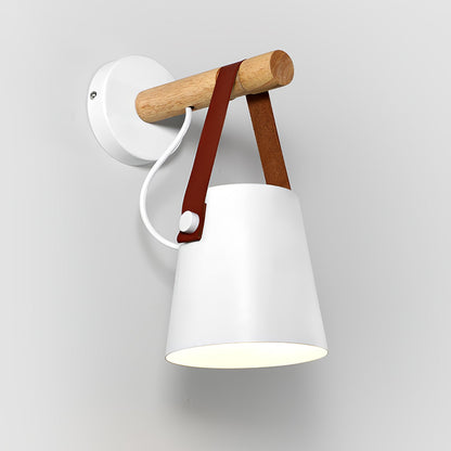 Wooden Conical Wall Light Dia 5.1″ x H 8.7″ / Dia 13cm x H 22cm / White Wall lamp