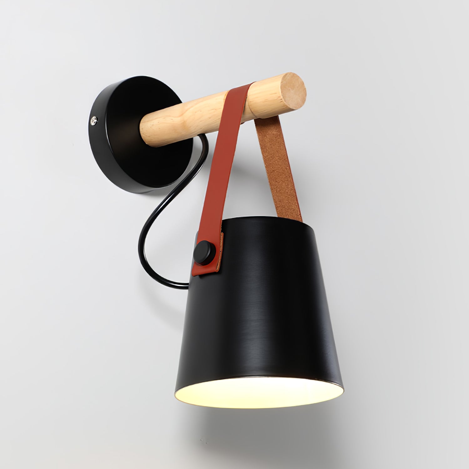 Wooden Conical Wall Light Dia 5.1″ x H 8.7″ / Dia 13cm x H 22cm / Black Wall lamp