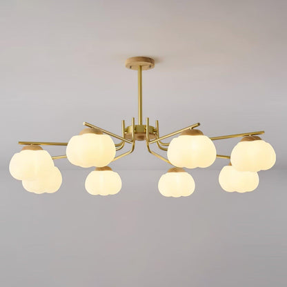 Plastic Cotton Balls Chandelier 8 Lamps ? 42.5″ x H 18.9″ / Dia 108cm x H 48cm / Wood Color & Gold & White Chandelier