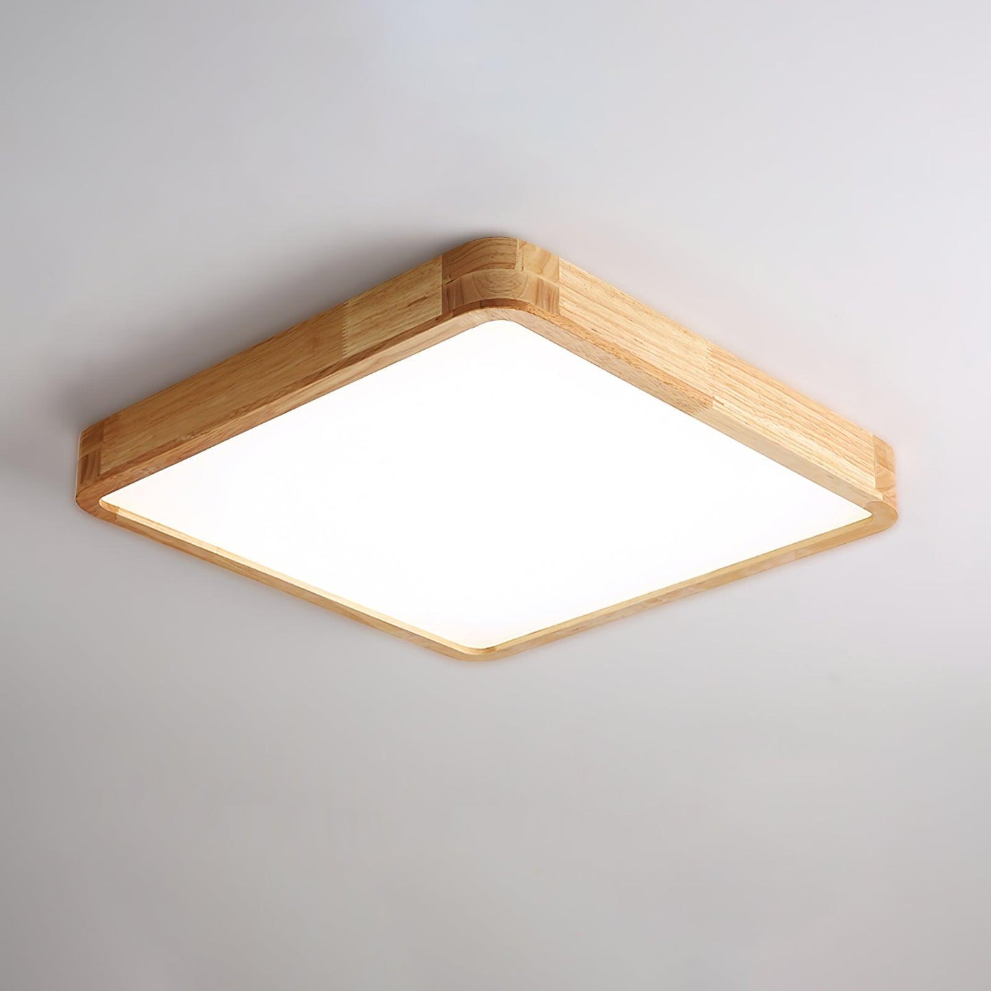 Wooden Geometric Ceiling Light Square Size: L 23.6″ x W 23.6″ x H 2.7″ / L 60cm x W 60cm x H 6cm / Wood color