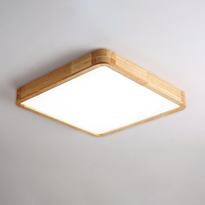 Wooden Geometric Ceiling Light Square Size: L 23.6″ x W 23.6″ x H 2.7″ / L 60cm x W 60cm x H 6cm / Wood color
